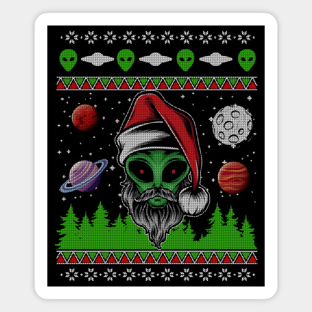 Alien ET UFO Ugly Christmas Sweater Magnet by Area51Merch